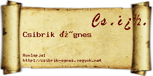 Csibrik Ágnes névjegykártya